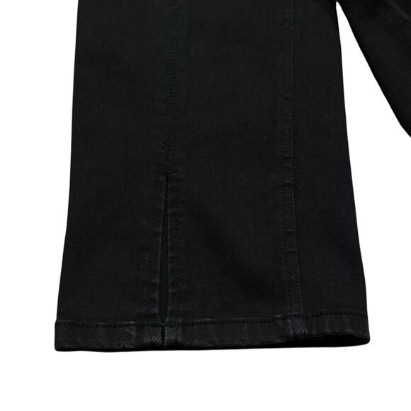 J. McLaughlin Jeans 10 Black Rainey High Rise Straight Leg Kick Flare Split Hem - Picture 4 of 6